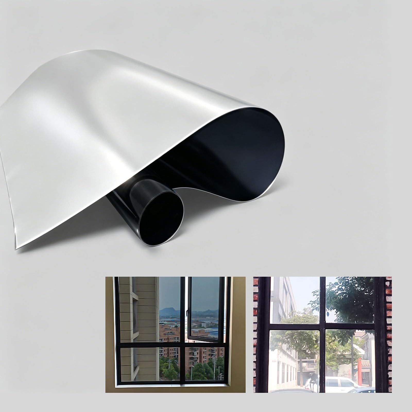 One Way Window Privacy Film Reflective Mirror Window Tint for Home Glass Windows Cover Sun Heat Blocking, for Home and Office(Clear+Black,80x500cm/32x200in)