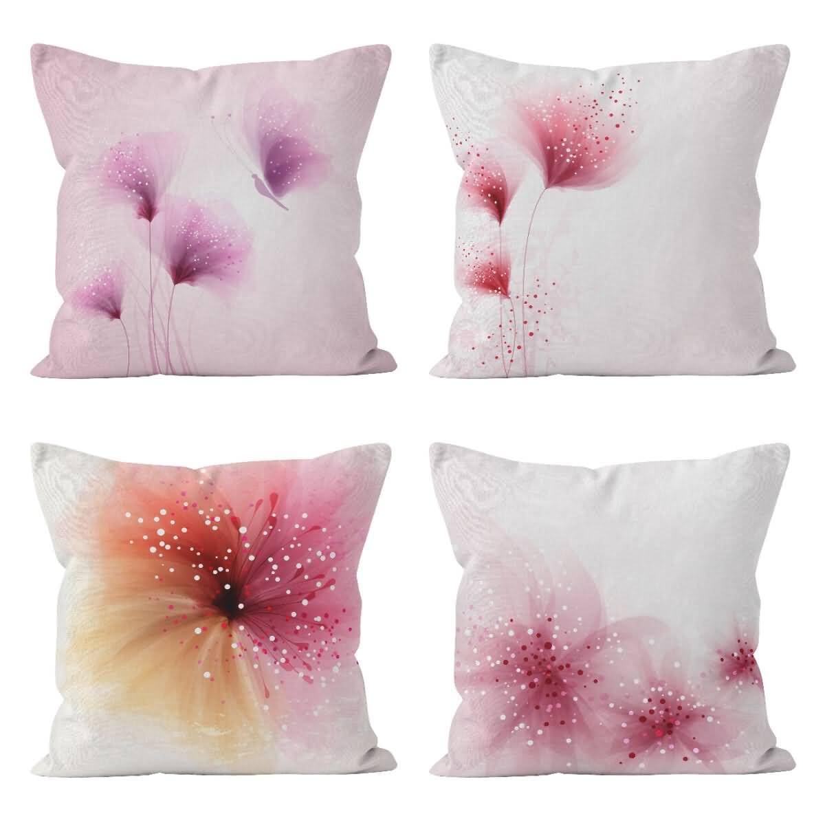 Housse de coussin tropical CEVAN en lin 50x50 cm lot de 4