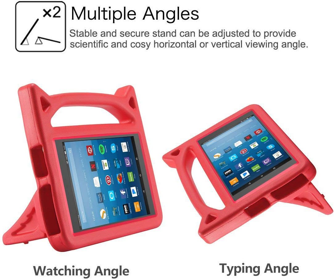 ＨＤ 8 Tablet 2018 Case,ＨＤ 8 Kids Case - SHREBORN Kid-Proof Light Weight Kids Friendly Cover Case with Handle Stand for ＨＤ 8 Tablet(Compatible with 2018/2017/2016 Release) - Red