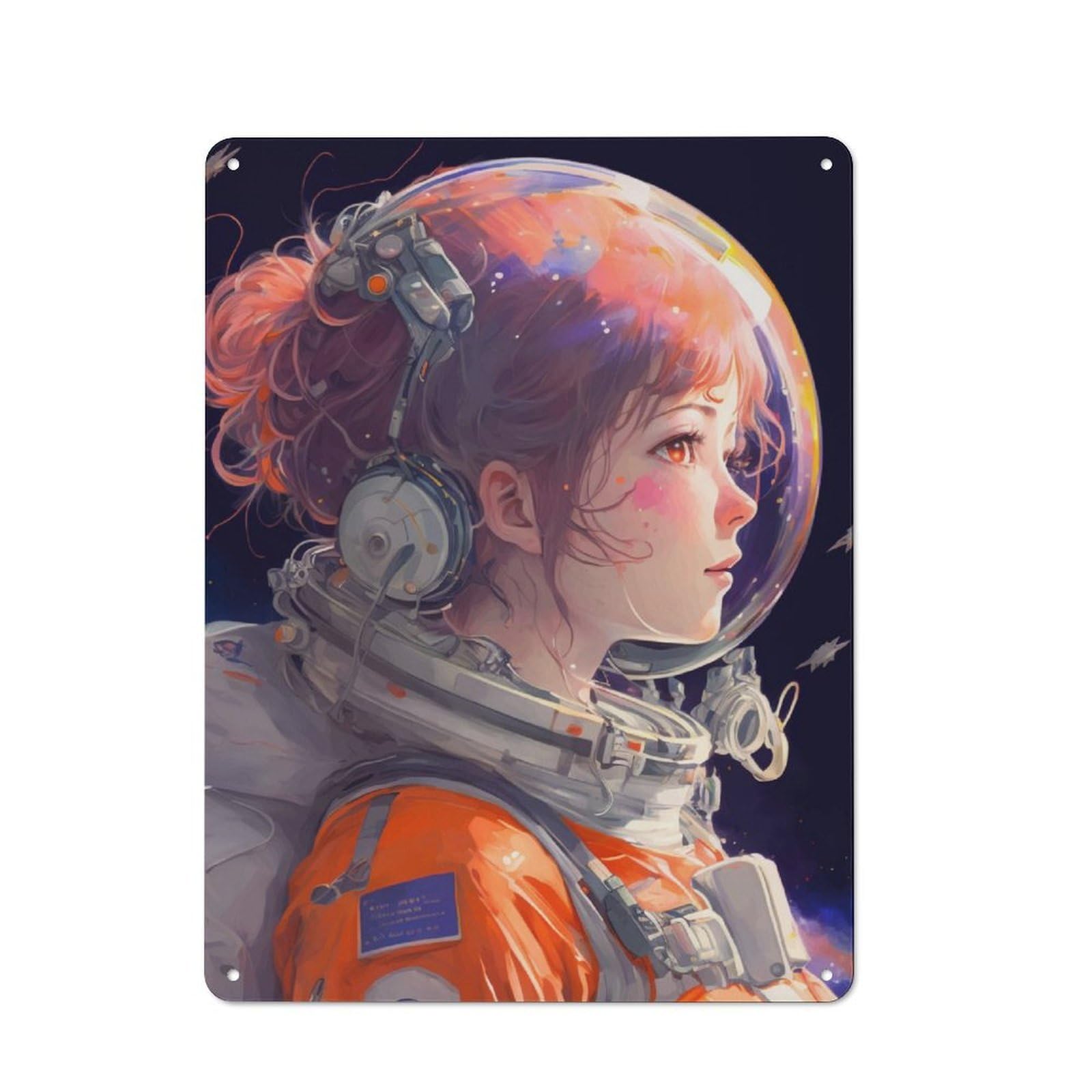 Junmoney Girls Astronaut Anime 40X30cm Retro Tin Wall Plaque With For Pub Or Café, A Winter Wall Decor Update For Café Interior Fans
