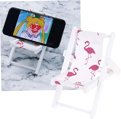 Miniatura 3 de NOLITOY 3 piezas de sillas de casa de muñecas Juguetes de playa en miniatura, soporte para teléfono de escritorio, suministros de micro paisaje,