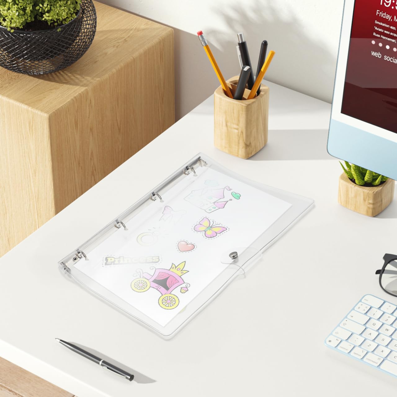 Healeved Transparentes A4 Ringbuch Notebook Cover Aus Kunststoff Mit 4 Ringen Für Büro Und Schule Notizbuch Hülle Schützt Planer Und Dokumente Einfach Zu Öffnender Ringordner Organizer