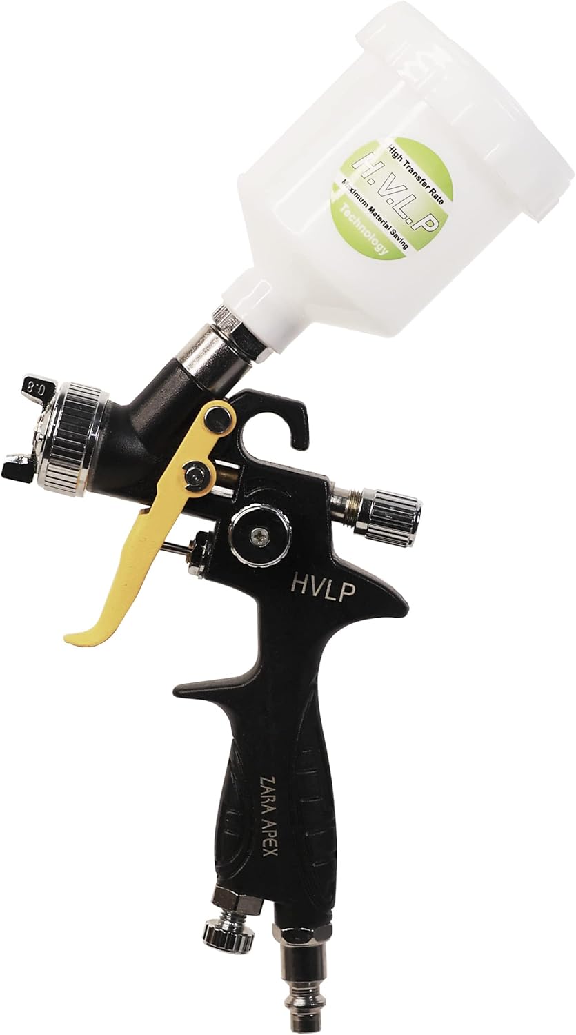 ZaraApex Mini HVLP Gravity Feed Paint Spray Gun with 0.8mm