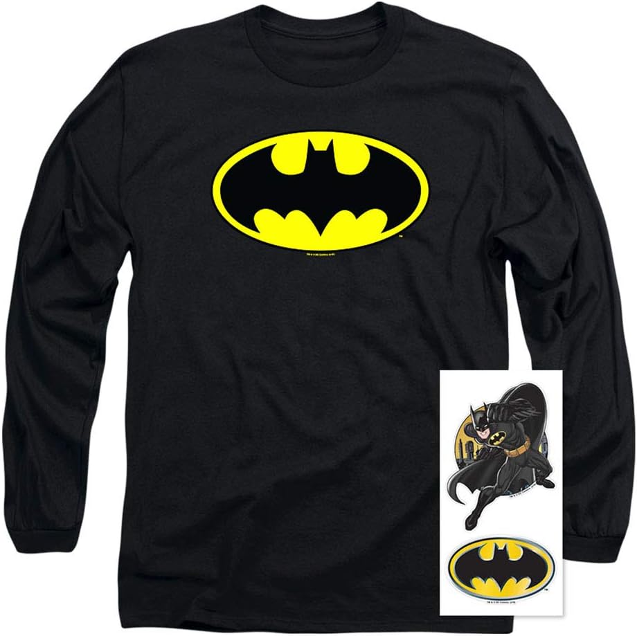 Popfunk Classic Batman Classic Logo Long Sleeve T Shirt & Stickers - Image 3