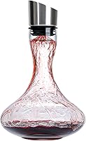 Hand-Blown Crystal Wine Decanter with Aerator, 1300ml Red Wine Carafe, Stainless Steel Pour Lid & Filter - Fast Aeration, Easy Pour Gifts