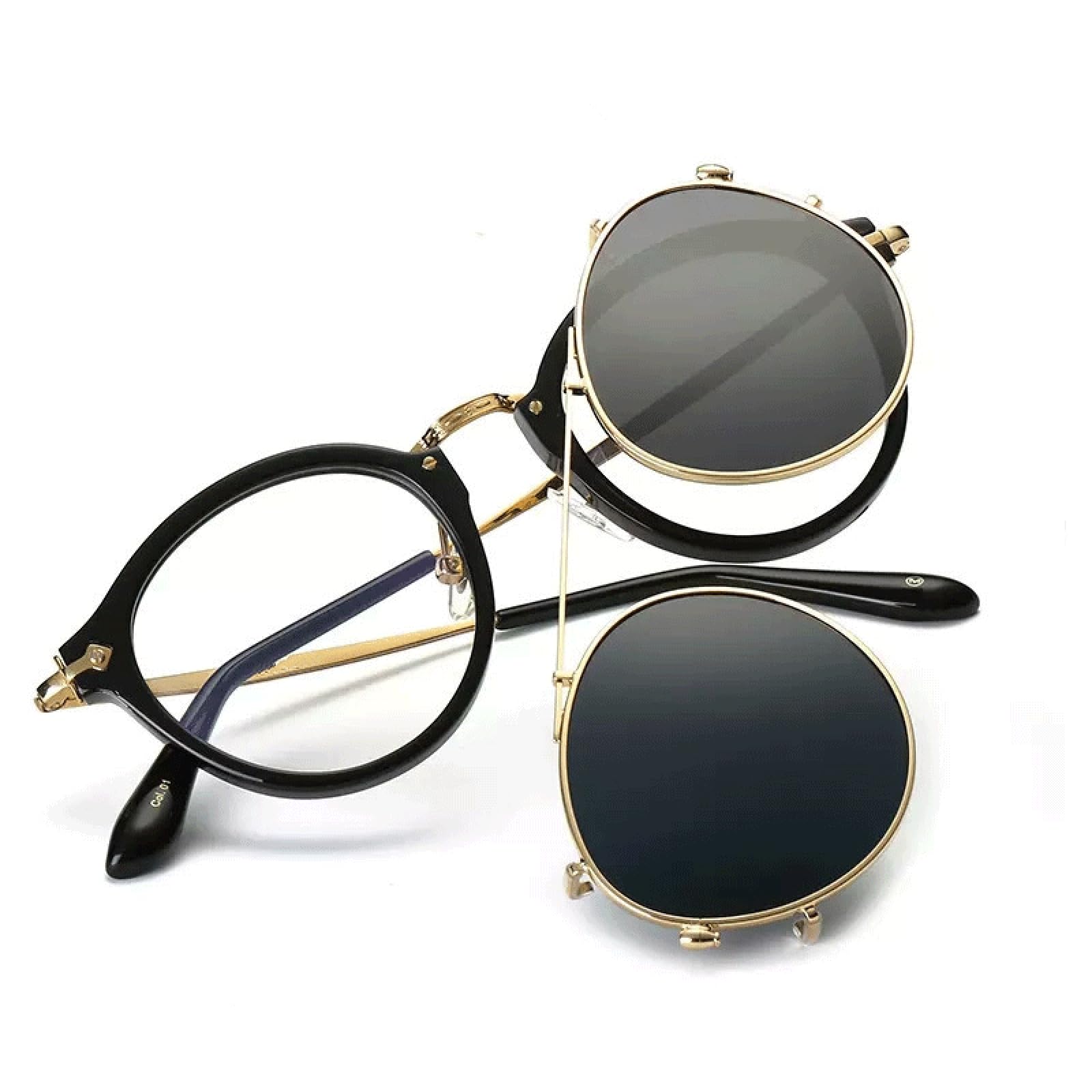 Gafas de sol con protección UV400 | Lentes redondas Steampunk de doble capa extraíbles | Para mujeres, hombres, deportes al aire libre y conducción