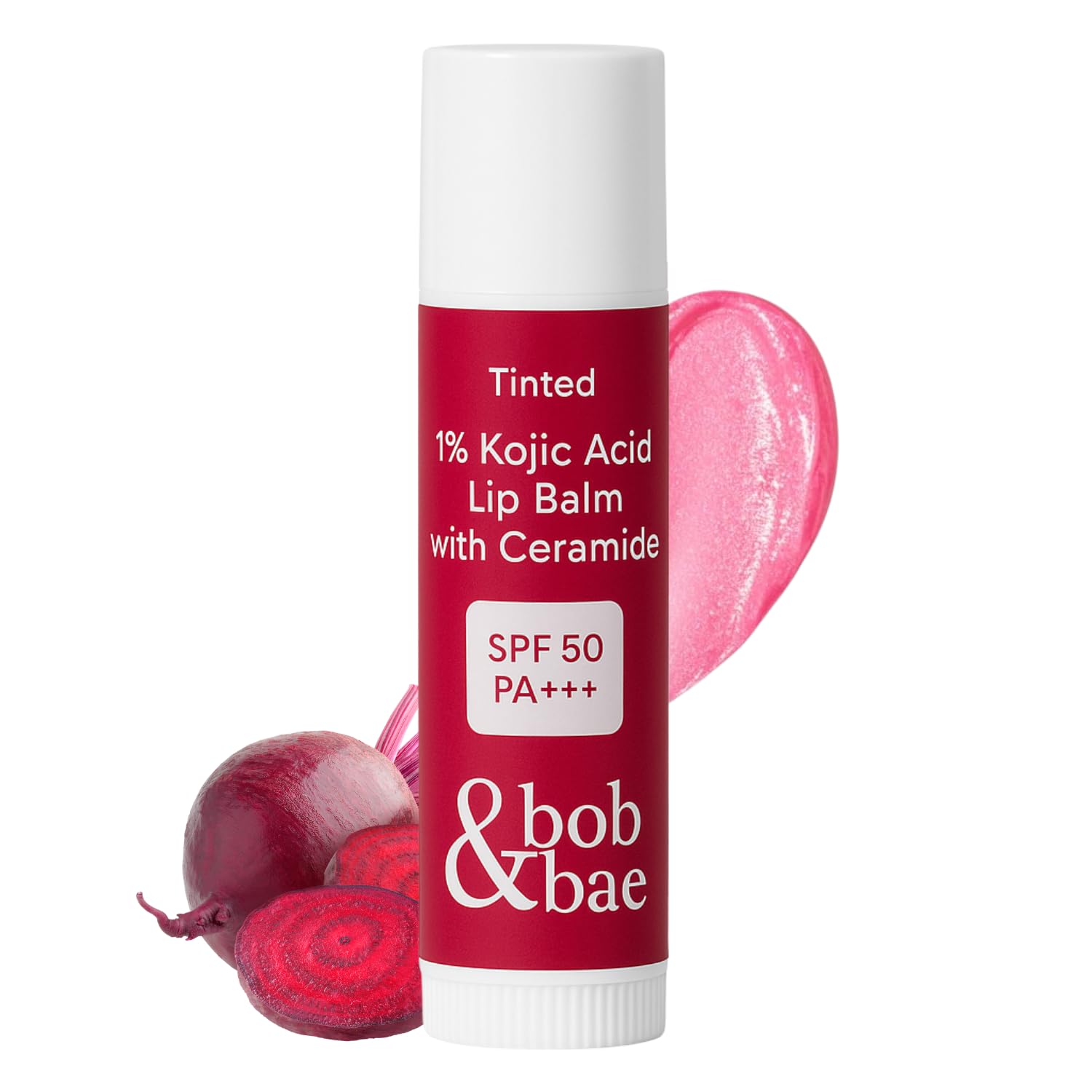 Bob & Bae | Kojic Acid Lip Balm SPF 50 for Dark Lips | Tinted Lip Brightening Balm for Pigmentation | Hydrating Moisturizing Lip Care | Long Lasting Soft Pink Tint