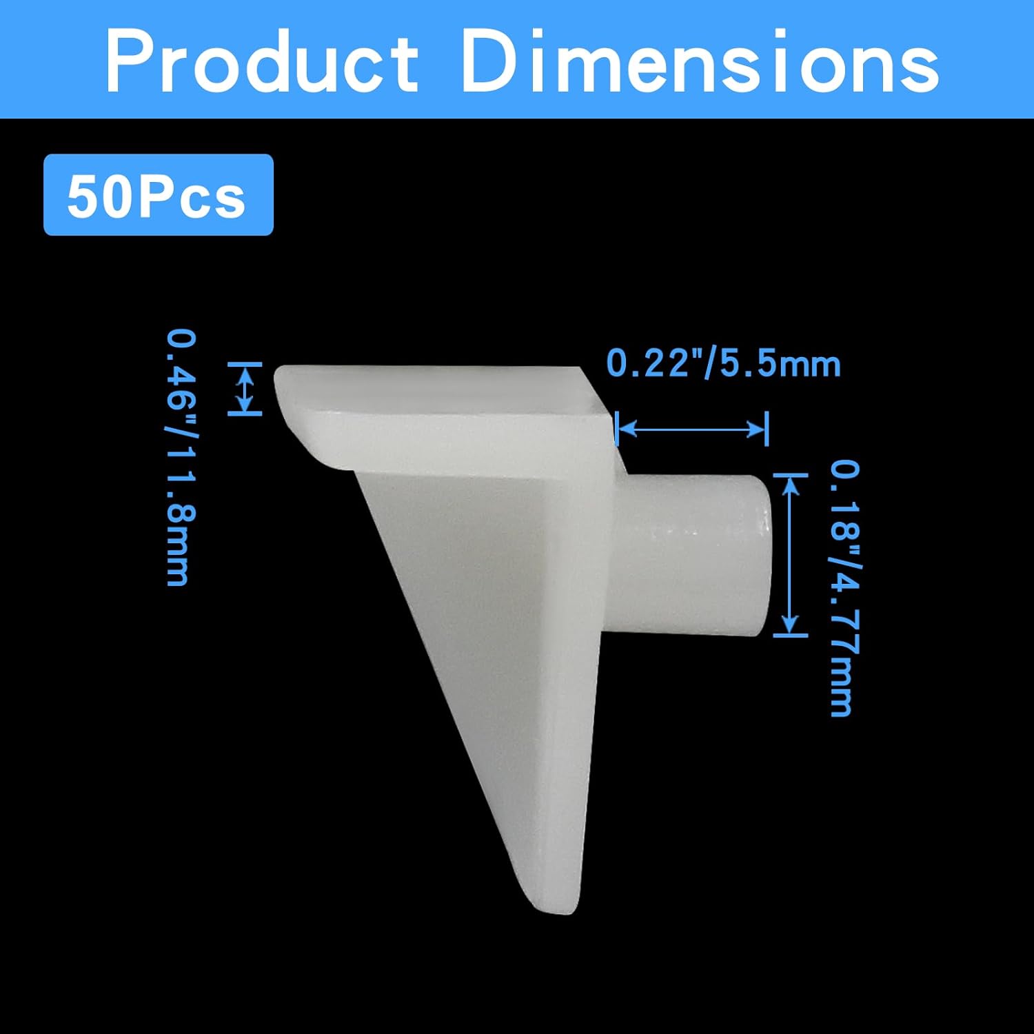 50pcs Shelf Support Pegs, 5mm Plastic Shelf Pins, Cabinet Shelf Pins Shelf Clips Shelf Holder Pins for Cabinets Shelves Bookcase Cupboard, White