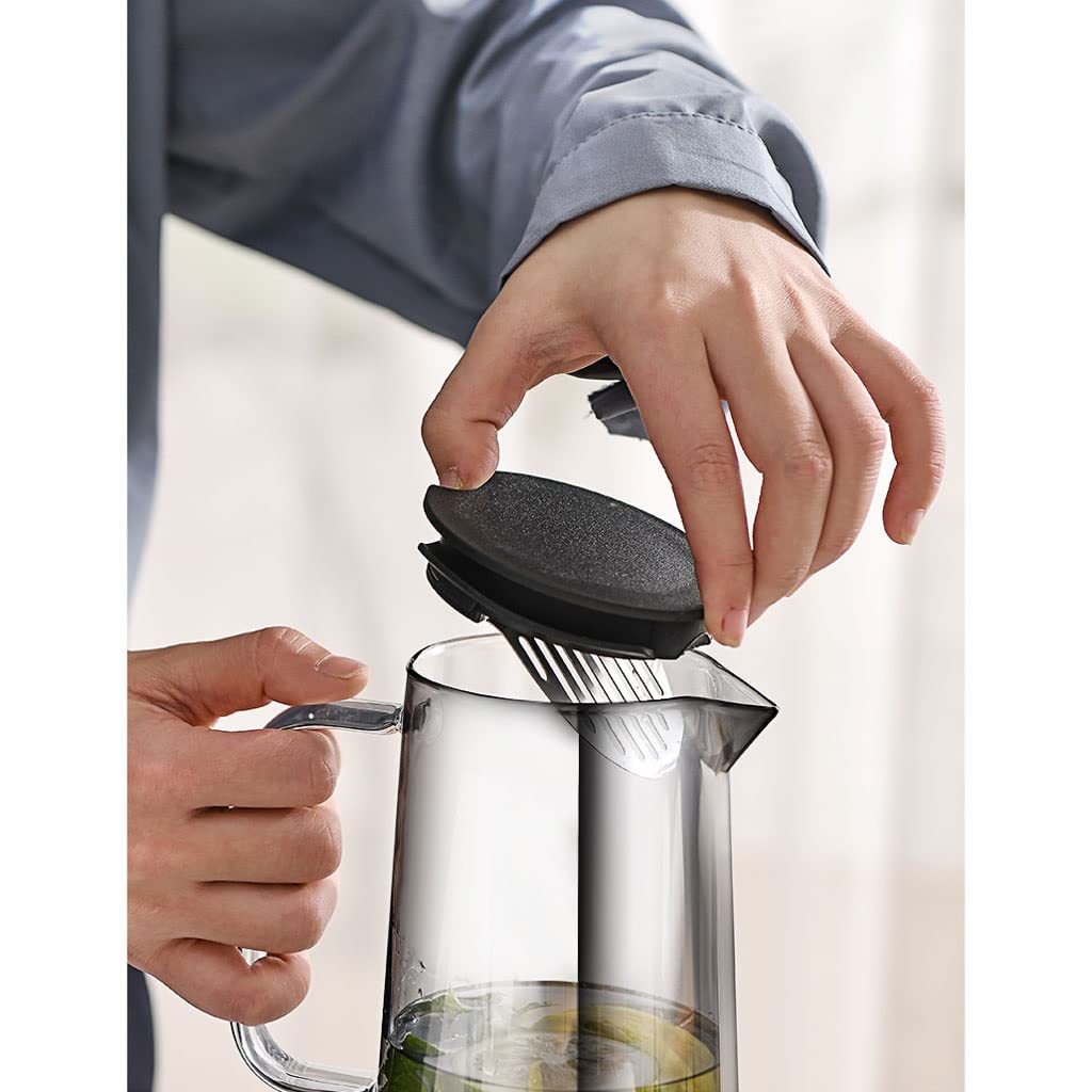 Pichets À Boissons, Pichets À Eau en Verre, Pichets Ménagers, Grands Récipients À Boissons, Théières D'Été, Adaptés Au Thé, Aux Boissons, Au Lait, Aux Jus De Fruits, À La Limo.B-1.8 litres