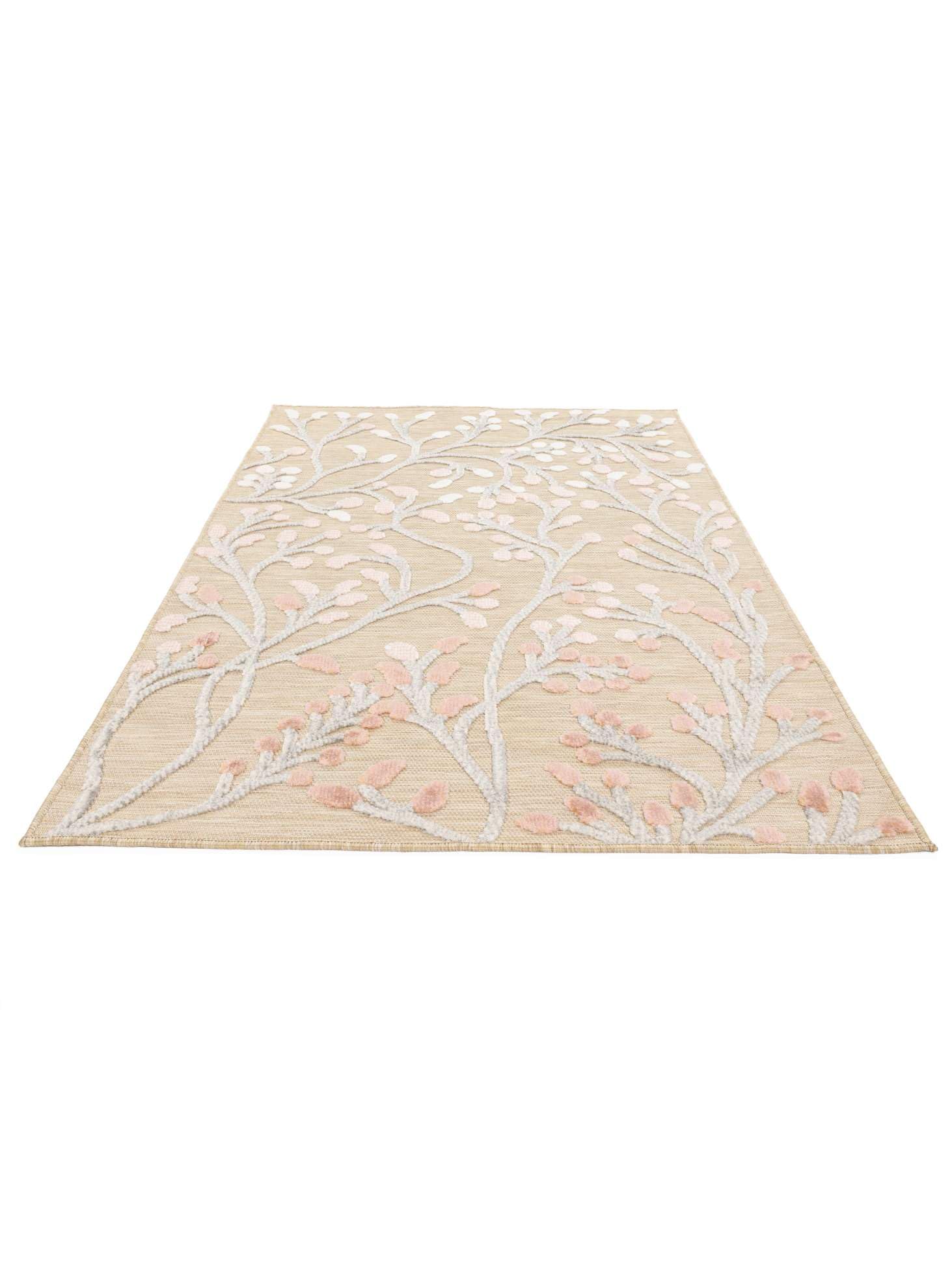 RugVista Garden, Tapis intérieur et extérieur, Modernes, 100 x 160 cm, Rectangulaire, Poil Moyen, Cuisine, Porch, Lavage à la Main Seulement, Résistant aux UV, Beige/Rose