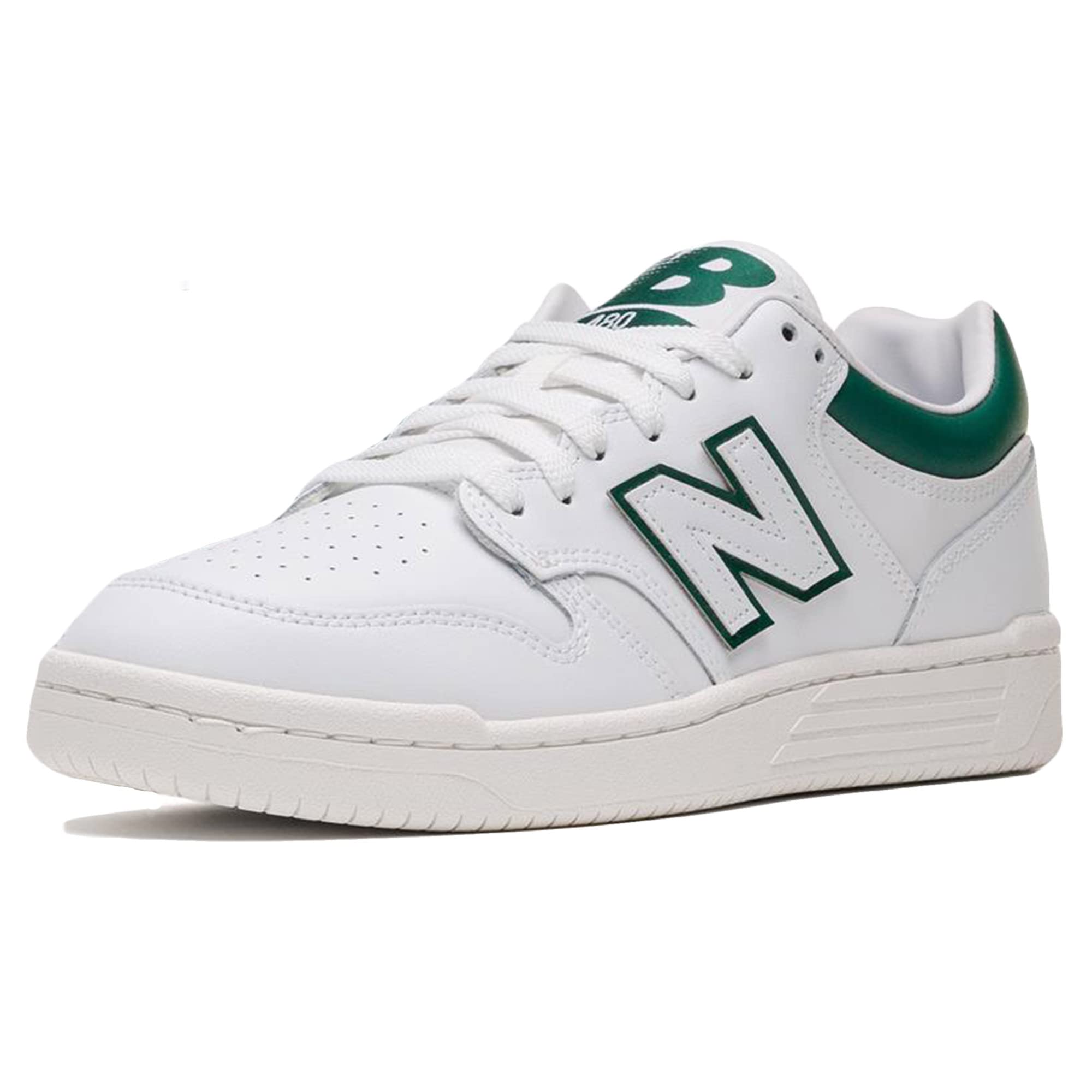 New Balance Para Hombre. BB480LV1 Zapatillas 480 Blanco (41.5), Piel, Plano, Cordones, Casual-image