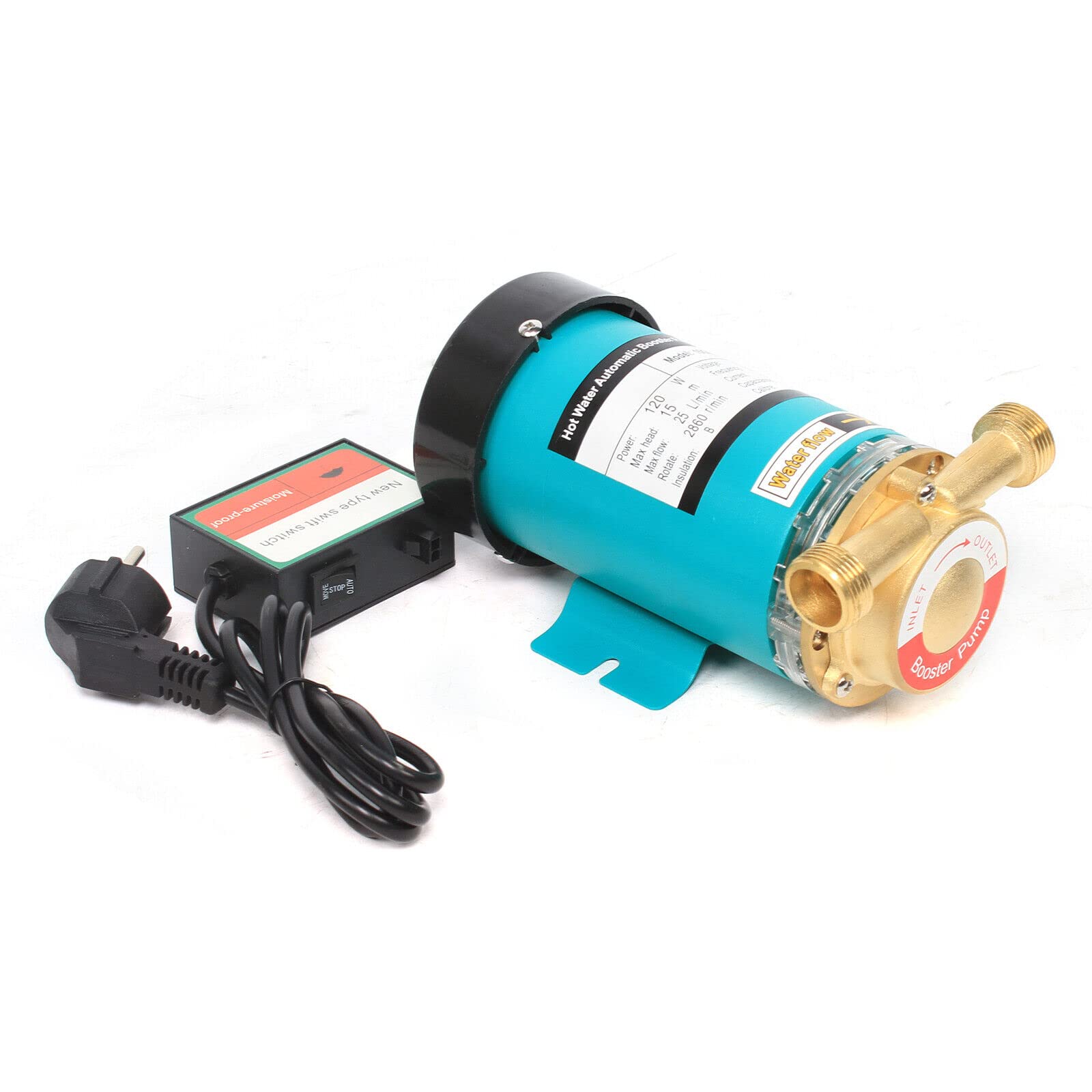 Pompa automatica booster 220 V 120 W, pompa di circolazione per acqua calda, 25 l/min, pompa di circolazione, pompa di aumento della pressione da giardino, 2850 giri/min, per doccia, giardino, aumento