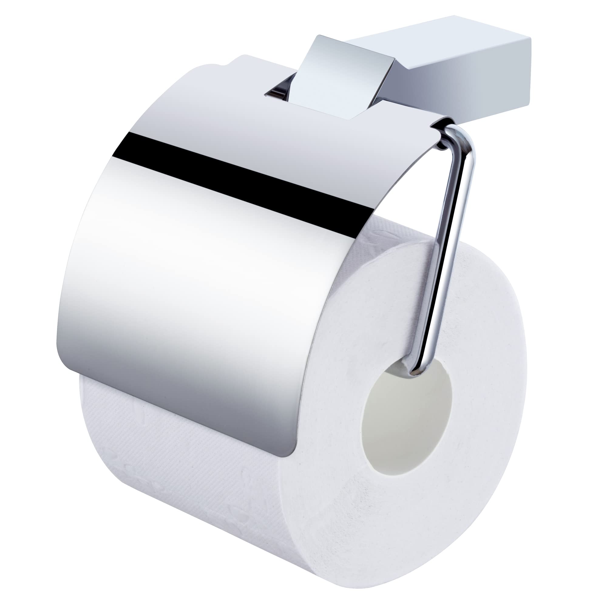 ECKOREA® Polished Chrome Toilet Paper Holder ECK-640H, Durable SUS304 Stainless Steel & Zinc Alloy, Wall-Mounted, Screw-in