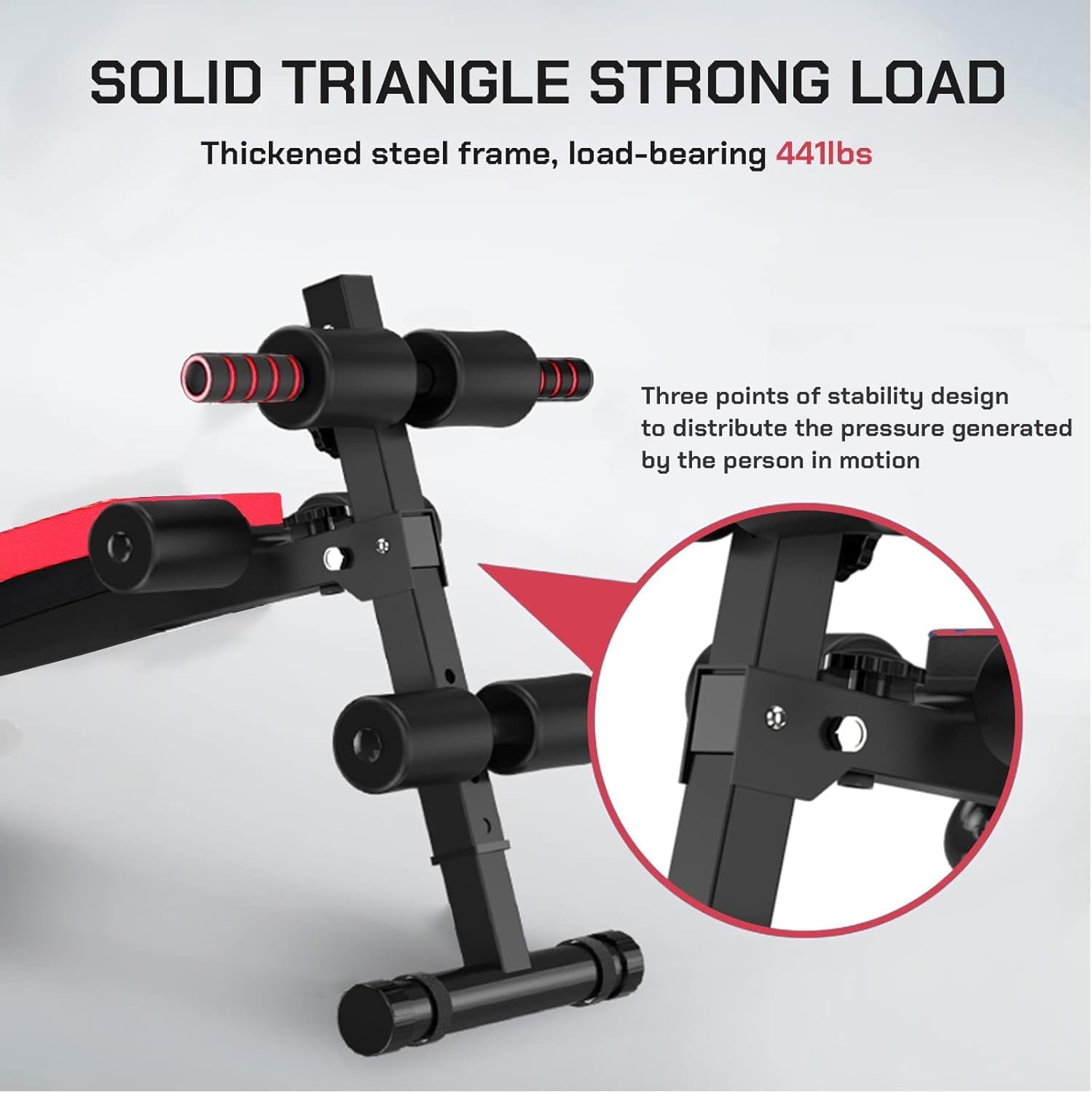 Sit Up Bench for Abs, Sit-up Bench for Ab Workout Equipment with 3 Adjustable Height Settings for Home Gym, Reverse Crunch Handle