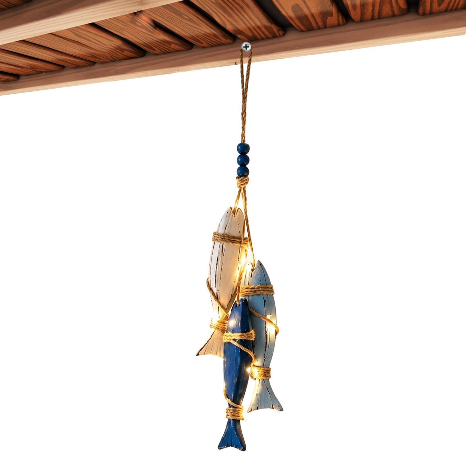 Decoración náutica de madera tallada a mano con iluminación LED elegante 8