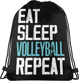 Eat Sleep Volleyball Repeat Drawstring Pack Beam Mouth Yoga Sackpack Shoulder Bags For Men/Women | Sport Sackpack Gym Travel Bag