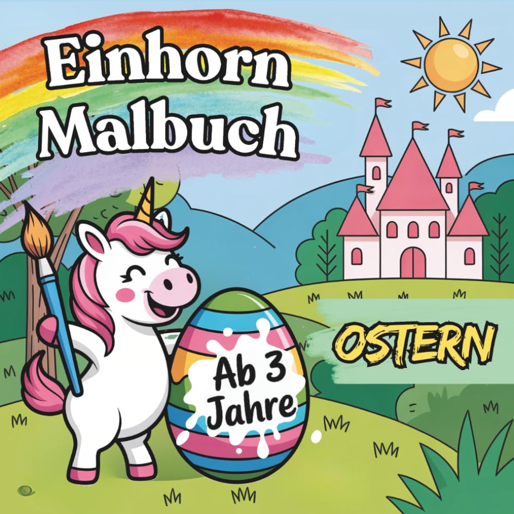 Einhorn-Malbuch Ostern für Mädchen ab 3 Jahren: Mit 60 tollen Ausmalbildern für kleine Künstlerinnen