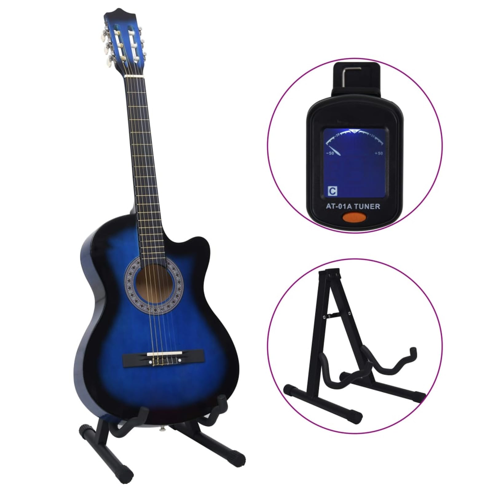 JUDYY Set Chitarra Classica Western 12 pz con 6 Corde Blu 38",Arte e Svago,Hobby e Arti Creative,Strumenti Musicali,Strumenti a Corda,Chitarre-70135