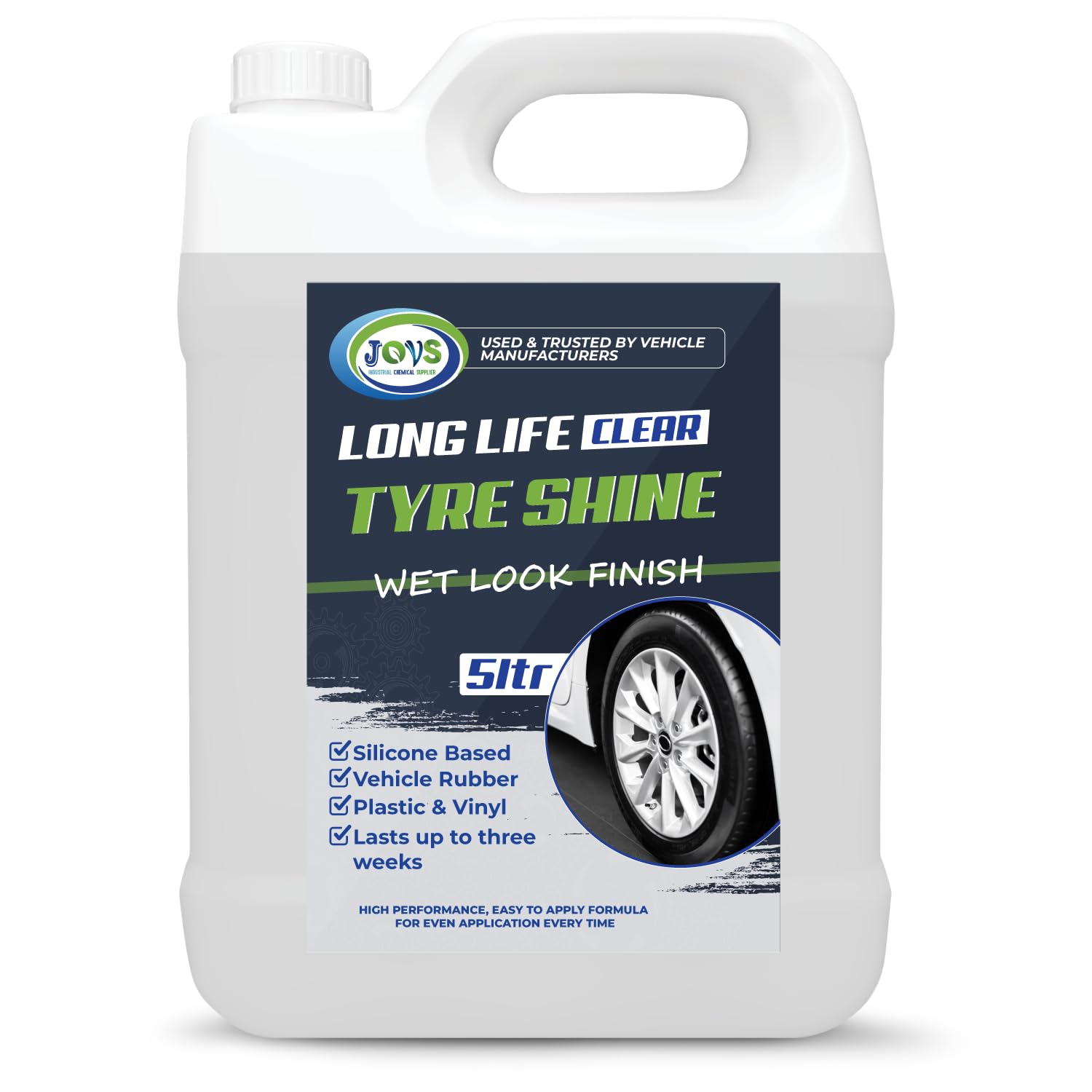 Tyre Shine Clear 5 Litre - Premier Wet Look Tire Dressing Gel for Cars, Long-lasting Silicone Formula, Instant Sheen, Ultimate Tire Shine