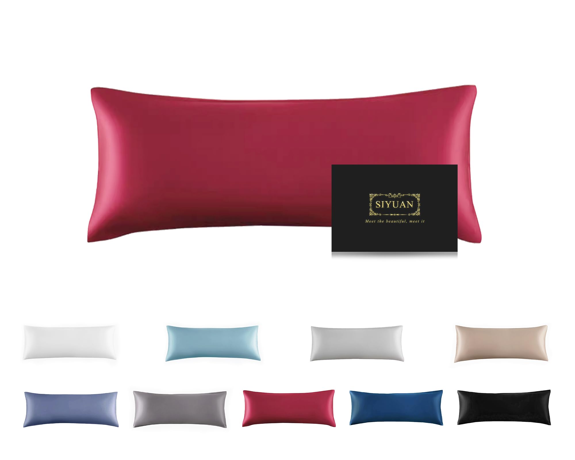 Mulberry Silk Pillowcase for Hair and Skin,Cooling Silk Pillow Case with Hidden Zipper,Allergen Proof Dual Sides Soft Breathable Smooth Silk Pillow Cover for Women (Dark Red, Body) โ image 1