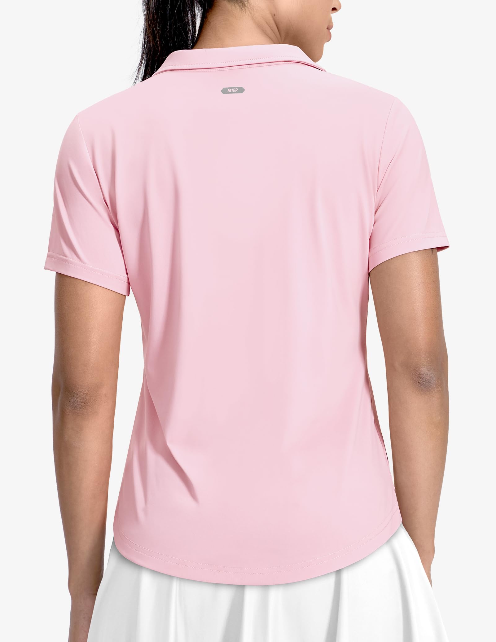 MIER Camisas polo para mujer, cuello en V, manga corta, golf, tenis, secado rápido, suaves, UPF 50+, camisetas activas, ligeras