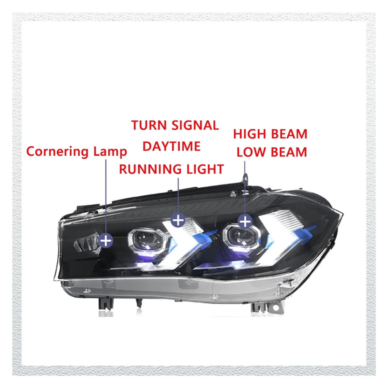 Pasuje do B//M//W X5 F15 14-18 w nowym stylu pełna dioda LED DRL reflektor samochodowy montaż sygnału akcesoria(For EU version,For original xenon)
