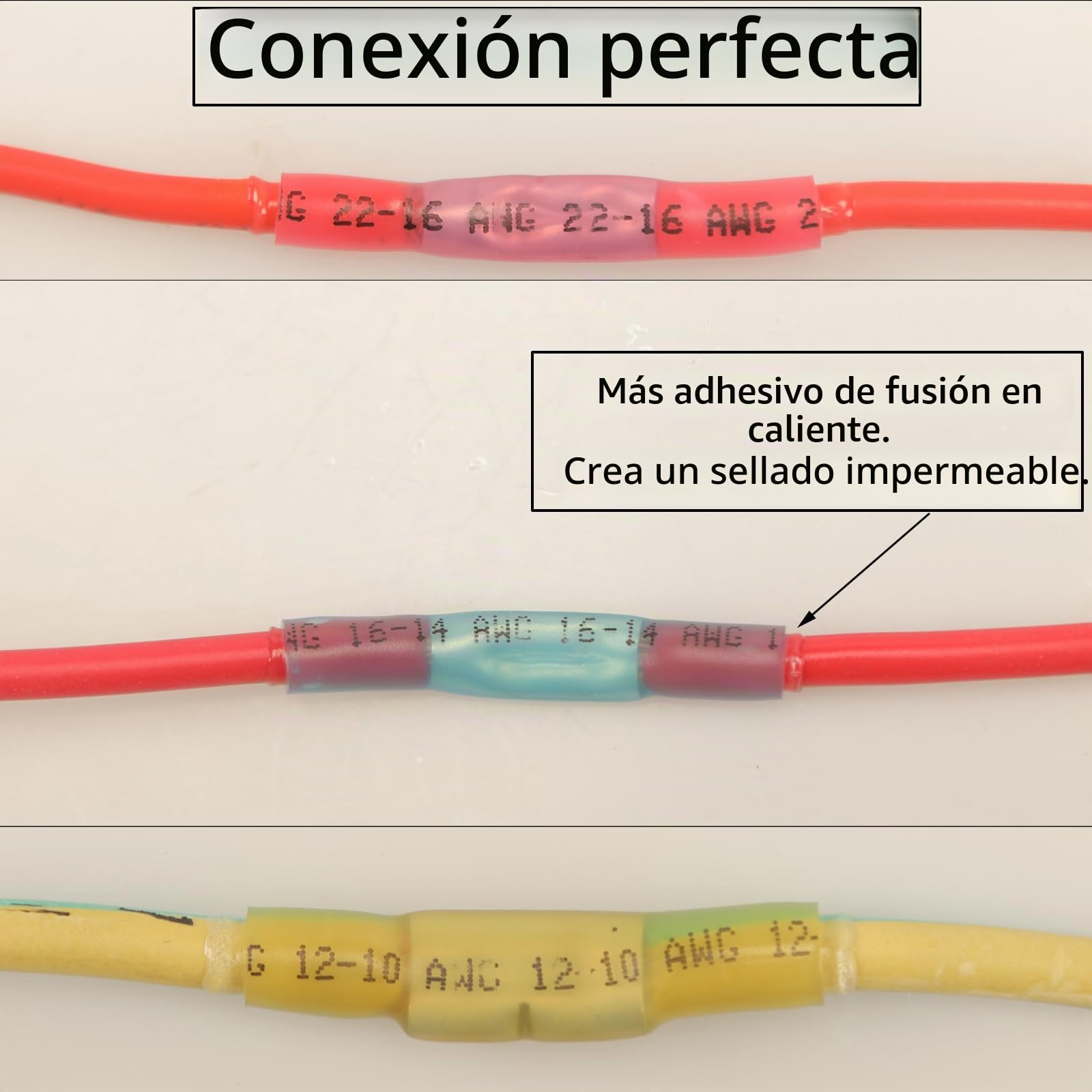 115pcs Terminales Eléctricos Termorretráctiles, Conectores Alambre Impermeables, Conectores Termorretráctiles de Grado Marino de Empalme a Tope Impermeables