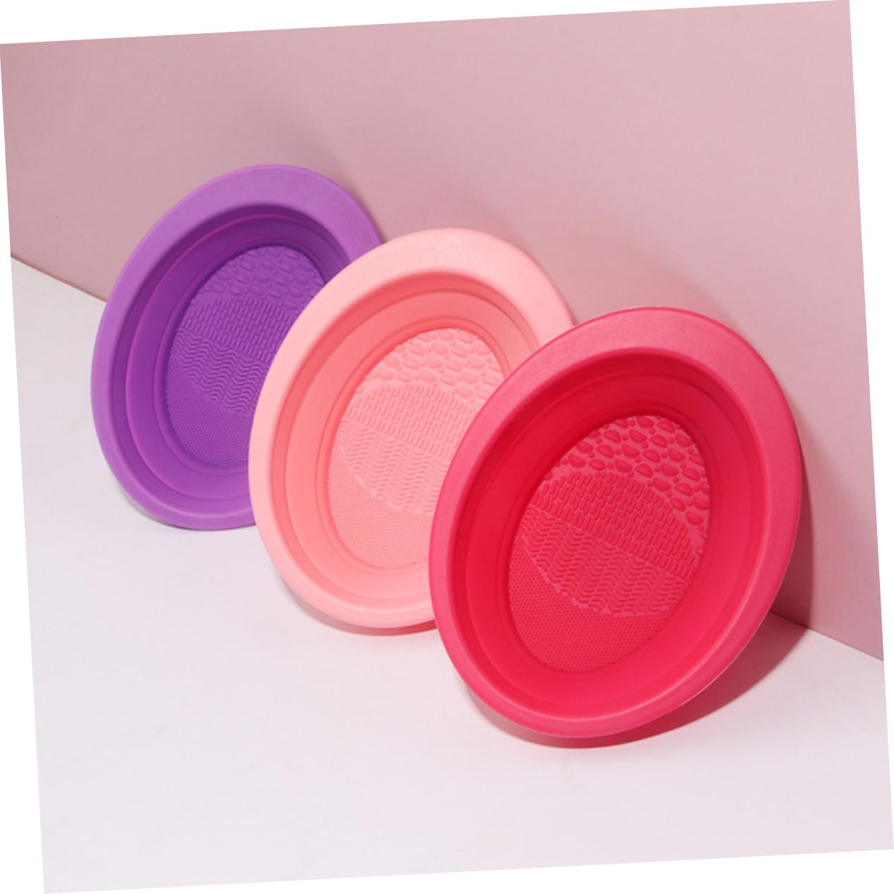 minkissy 3 Pezzi Di Pennelli Per Il Trucco in Silicone Ciotola Pieghevole Portatile Piastra Per La Pulizia Dei Pennelli Per Il Trucco Compatta E Versatile Per Salone E Casa