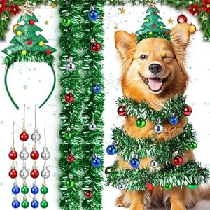 BABORUI Dog Christmas Decorations – Dog Christmas Tree Outfit Dogs, DIY Dog Christmas Tree Costume with Dog Christmas Headband, Christmas Tree Dog Clothes for Large/Medium/Small Dogs