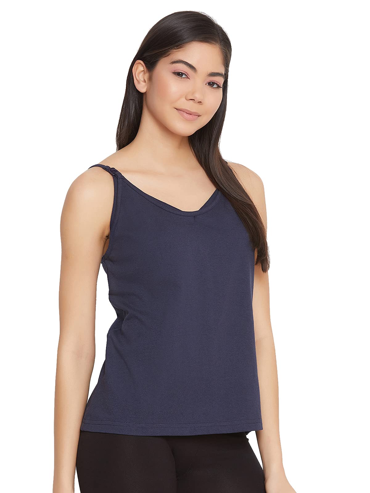 Clovia Women's Cotton Maternity Feeding Camisole Top (CM0030P08_Navy Blue_S) - Image 4 thumbnail