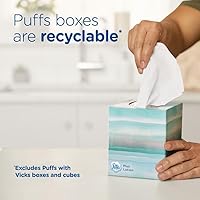 Vista 8 de Puffs Plus Loción de pañuelos faciales, 1 caja familiar, 124 pañuelos por caja