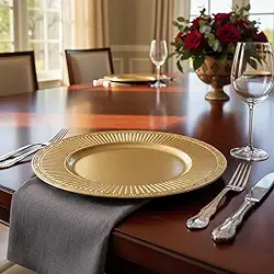 Kit 8 Sousplat Redondo Dourado Polipropileno 33cm Rafimex