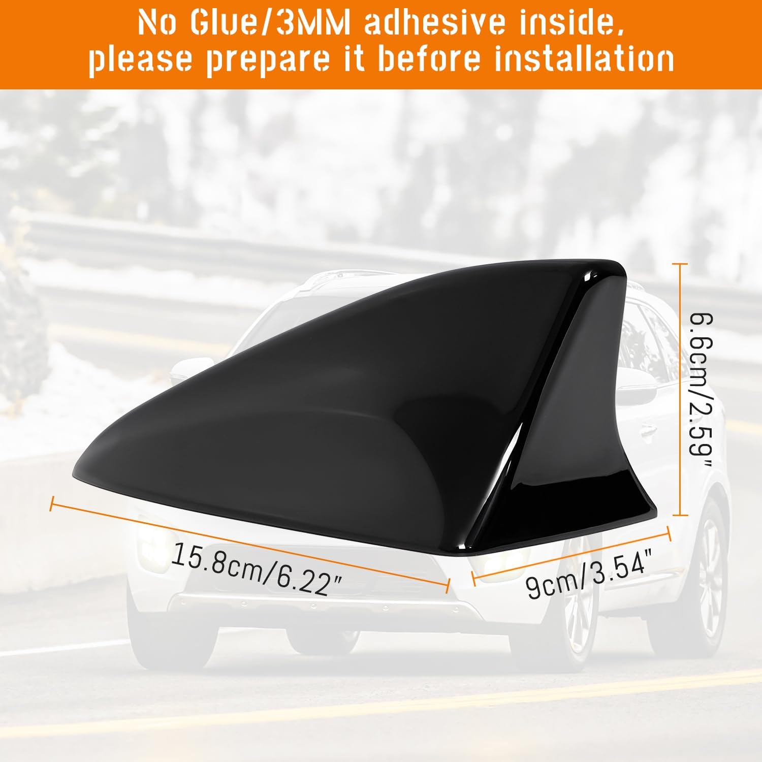 Shark Fin Antenna Cover,Car Roof Antenna Shell Compatible with for Kia Sorento w/GPS 2016 2017 2018,96210-C6110EB,Shark Fin Antenna Cap Lid Replacement,No 3mm Adhesive,Glossy Black