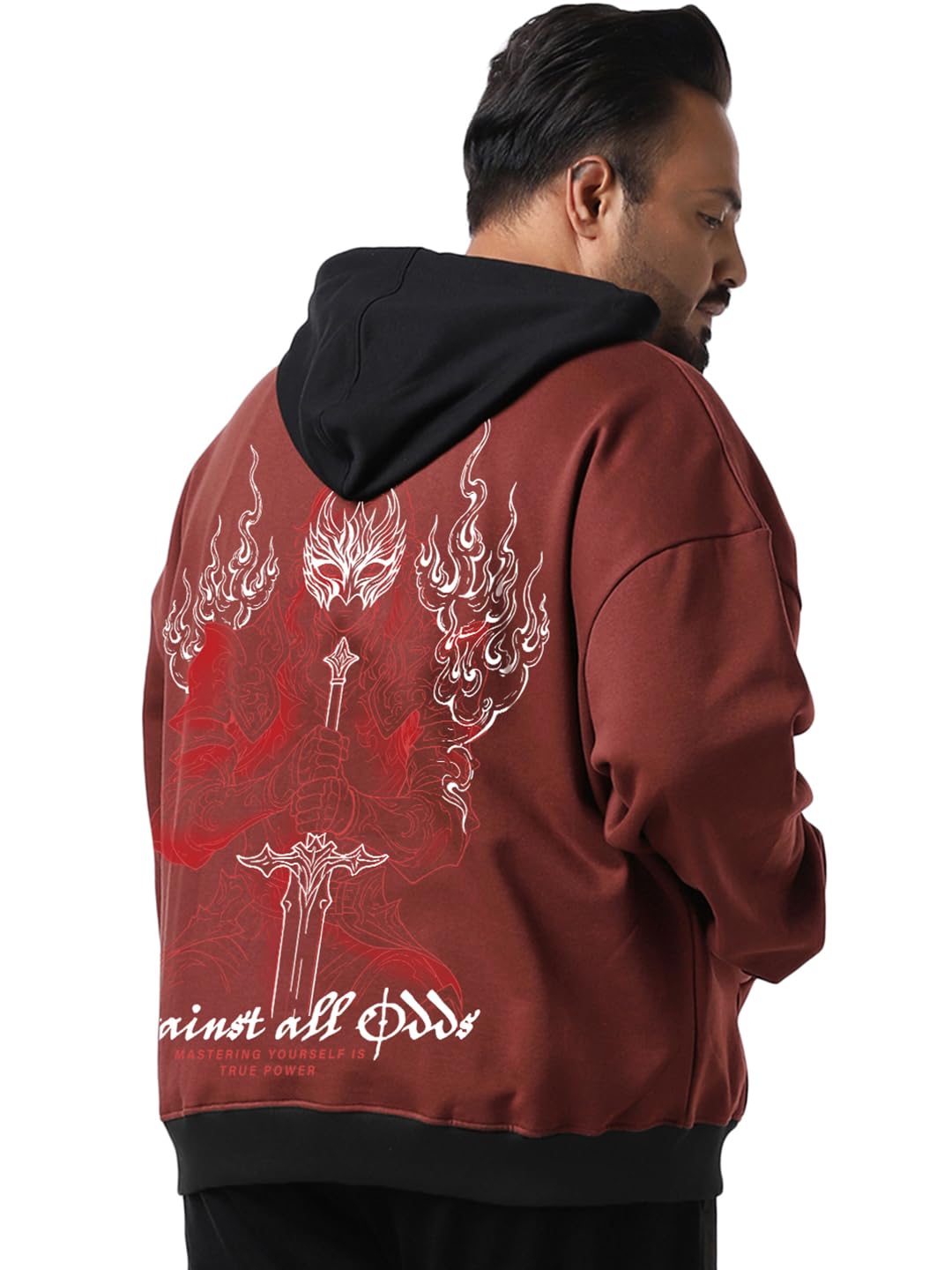 bewakoof Heavy Duty 1.0 Men's Graphic Print Oversized Fit Full Sleeve Hooded Fleece Plus Size Hoodies-picture-32
