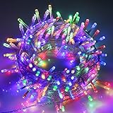 VTECHOLOGY Christmas String Lights, 33FT 100 LEDs Indoor String Lights 8 Modes with End-to-End Plug Fairy Lights Decoration for Indoor Outdoor, Multi Color (Clear Wire)