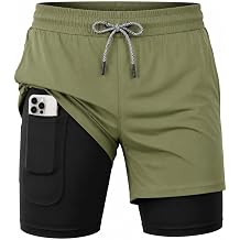 MANLUODANNI Sporthose Herren kurz 2 in 1 Kompression Liner Laufhose