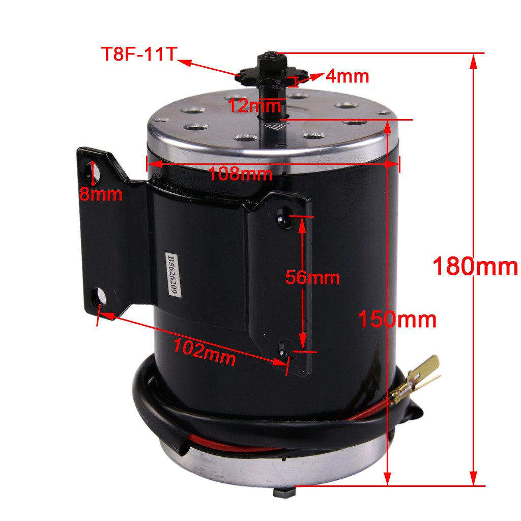 CWTD 48V 1000W High-Torque Brushed Electric Motor and Controller Kit with 11 Teeth T8F Chain Sprocket - Ideal for Scooters, E-Bikes, Go-Karts, and Mini Bikes