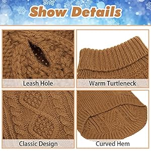 BINGPET Thermal Knitted Dog Sweater for Small Medium Large Dogs,Winter Dog Cat Coat Warm Sweartershirts Outfits,Classic Cable Knit Turtleneck Pullover Dog Jumper Coat Warm Sweartershirts