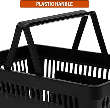 Amazon.co.jp: 取っ手付き買い物かご 21L 黒 プラスチックバスケット