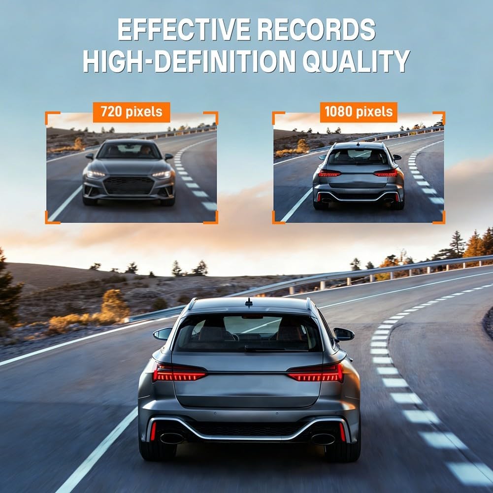 Dual for dash cam 4K anteriore e posteriore con WiFi GPS – 24 ore monitor parcheggio auto fotocamera per visione notturna G-Sensor registrazione in loop 32 GB (nero)