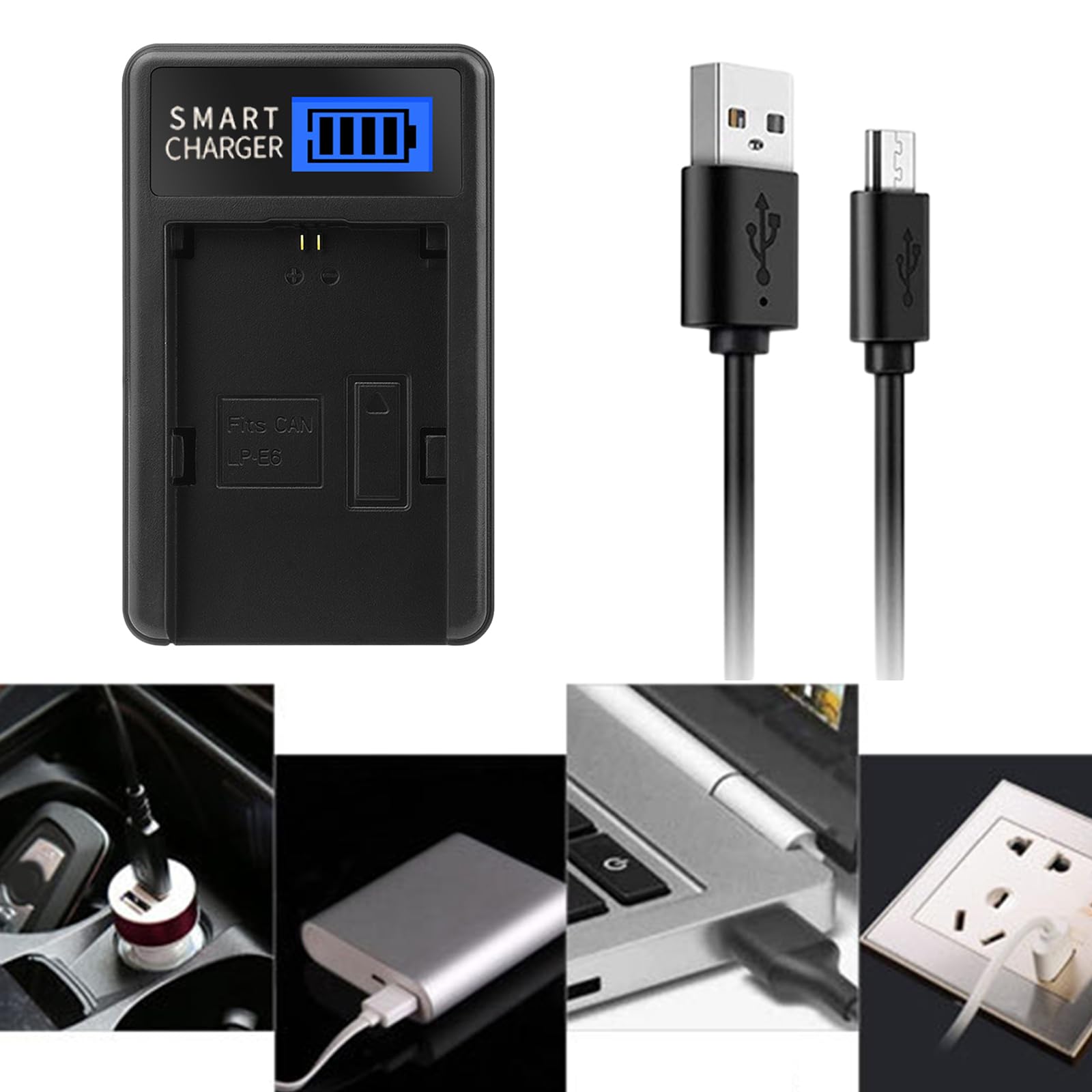 Amazon | LCD USB LP-E6バッテリー充電器交換EOS 5D MARK II 5D MARK