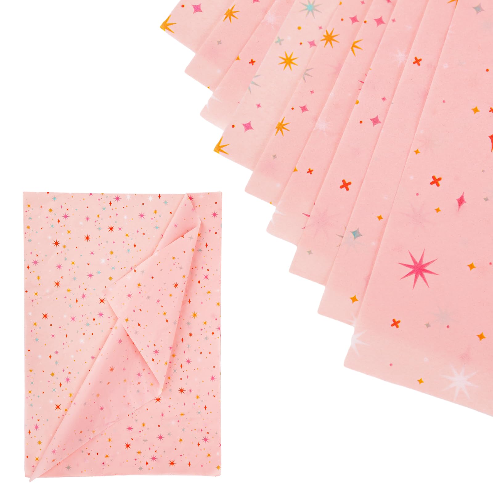 100 Sheets Star Tissue Paper, 19.69x13.78in Gift Wrapping Tissue with Colorful Star Pattern Decorative Pink Tissue Paper Sheets for Birthday Wedding Christmas Holiday DIY Craft
