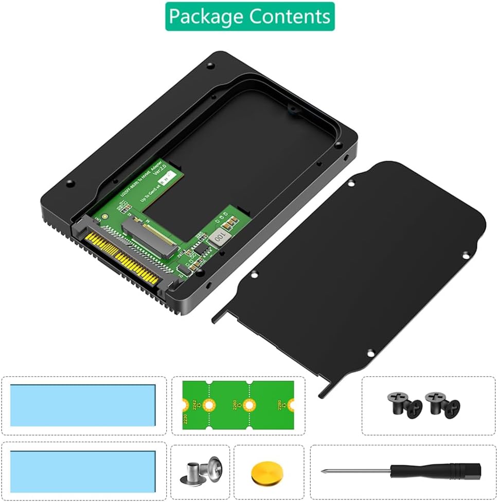 JMT M.2 Mkey 5.0 to U.2 SFF-8639 Adapter with Thermal Pad Compatible with M.2 NVMe to U.2 2.5" SSD Support 2230/2242/2260/ 2280 SSD