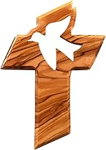 Kassis Geschenkartikel Olive Wood Dove Cross - Handmade Wall Cross from Bethlehem - Spiritual Gift for Christening, Communion, Confirmation, Wedding or Housewarming
