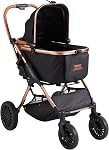 VEVOR Pet Stroller, Dog Stroller Rotate with Brakes for Small to Medium Sized Dogs, Black (4 wheels, For Pets up to 66lbs)