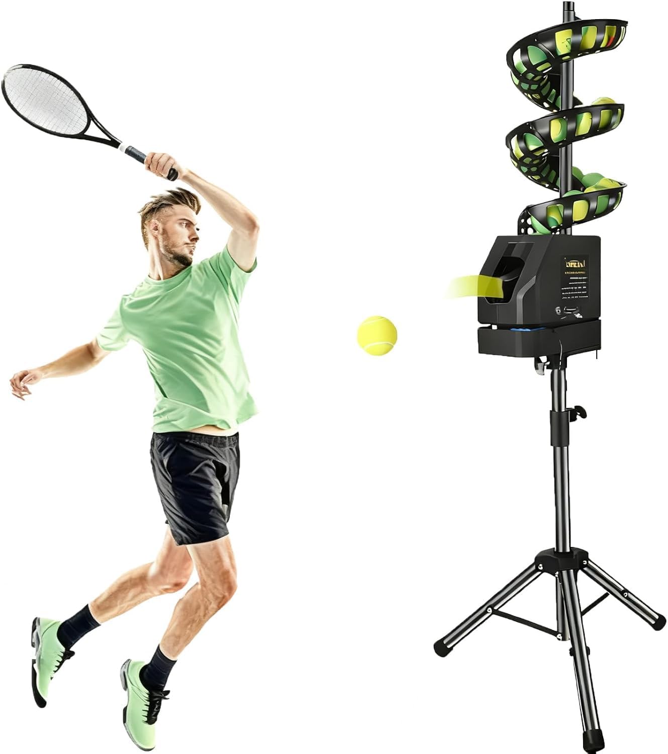 Tennis Ball Machine, Tennis Ball Shooter for Beginners, Remote, 30+Ball Capacity, Random/Backhand/Forehand Training, Adjustable Speed