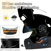 Vista 3 de Bluetooth Modular Motorcycle Helmet DOT/ECE Approved Full Face Flip up Anti-Fog Double Visor Helmet Built-in Dual Speaker with Microphone for Adult