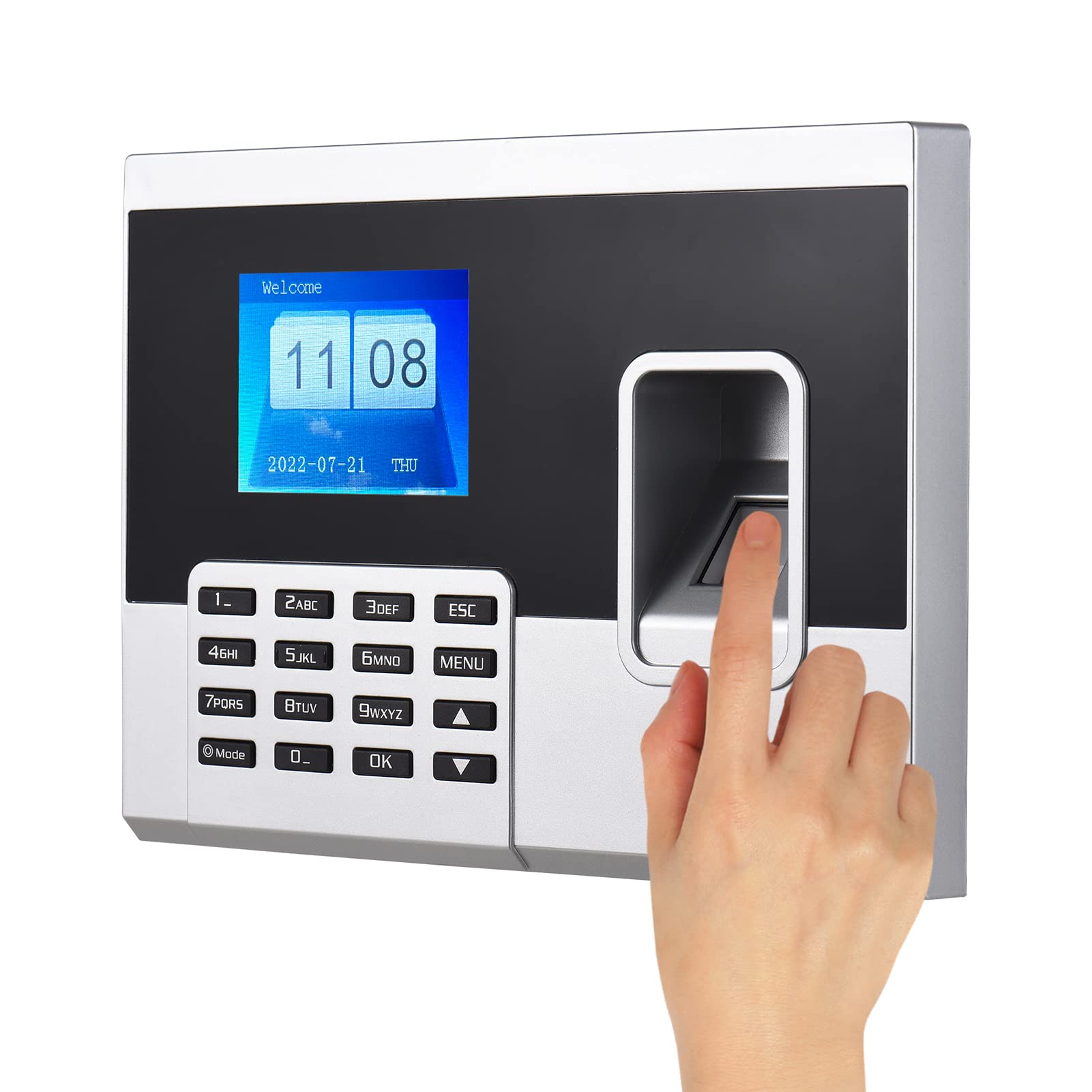 OUNAAttendance Machine,Fingerprint Password Attendance Machine Access Control Time Clock Recorder Employee Checking-in Recorder with 2.8 Inch Color Screen Support U Disk Download Data