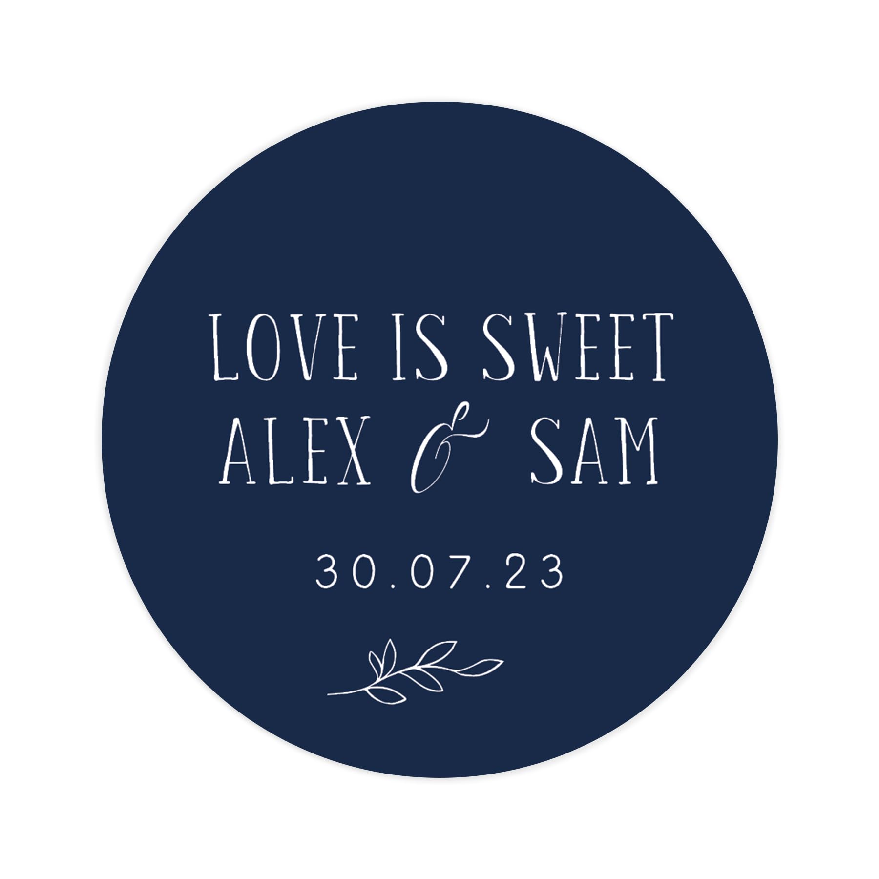 Personalised love is sweet take a treat wedding stickers | wedding labels | favor sticker | wedding favors thank you stickers | 35 round stickers - per sheet (Navy)