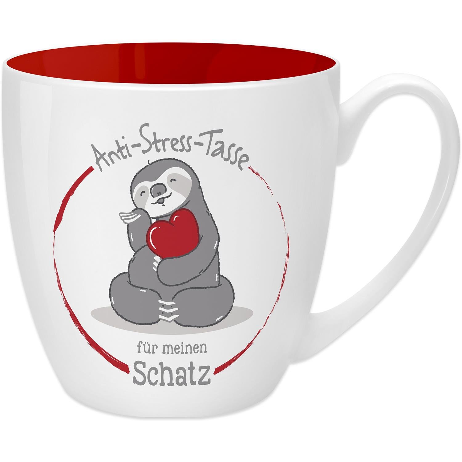 GRUSS & CO 45520 Anti-Stress Cup for Treasure, 45 cl, Gift, New Bone China, Red, 9.5 cm, 1 Piece (Pack of 1)